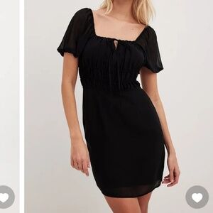 Banana Republic Mini Knit dress Milk maid Babydoll Pleated Black Silk Cotton S